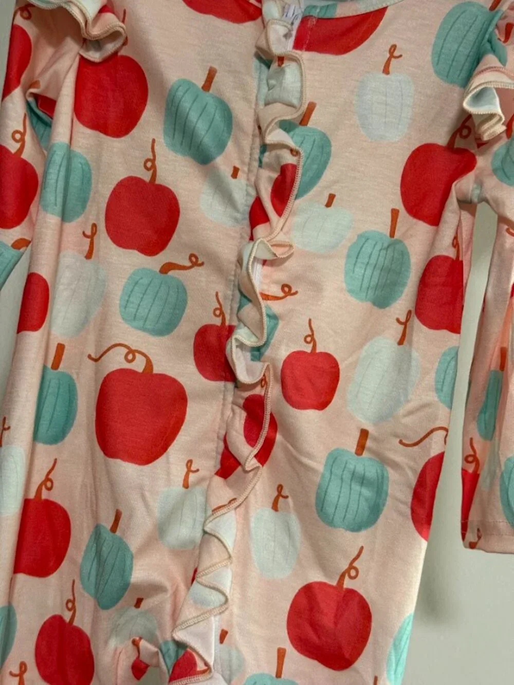 Girls Fall Pumpkin Romper with Ruffles